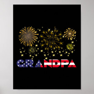 Póster Feliz Año Nuevo 2025 Abuelo Familia Bandera Americ