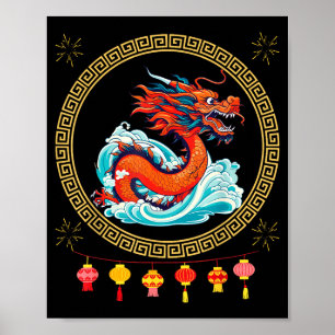 Póster Feliz Año Nuevo 2025 Año Del Dragón Zodiaco Chino