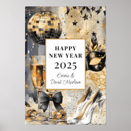 Póster Feliz Año Nuevo 2025 personalizado