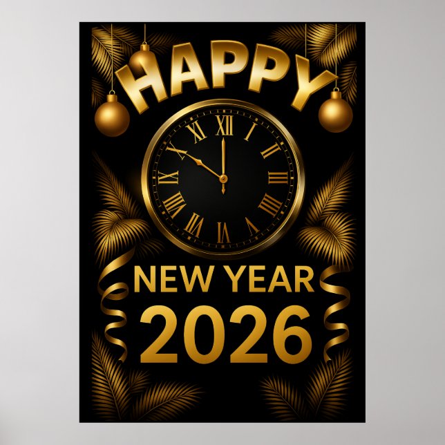 Póster "Feliz Año Nuevo 2026" (Frente)