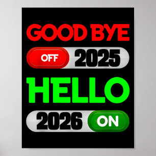 Póster Feliz Año Nuevo 2026 Adiós 2025 Hola 2026