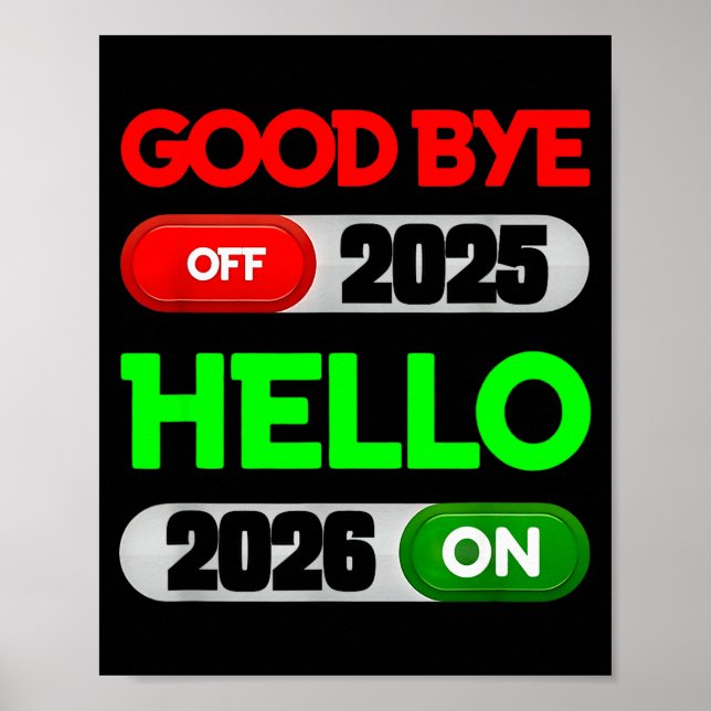 Póster Feliz Año Nuevo 2026 Adiós 2025 Hola 2026  (Frente)