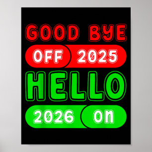 Póster Feliz Año Nuevo 2026 Adiós 2025 Hola 2026 Matchi