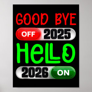 Póster Feliz Año Nuevo 2026 Adiós 2025 Hola 2026 Tanque T