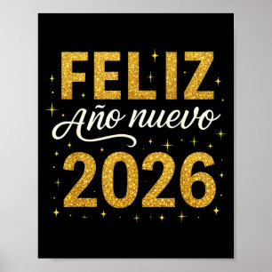 Póster Feliz Año Nuevo 2026 Año Nuevo Fiesta Española Fue