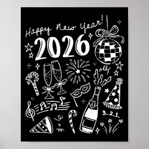 Póster Feliz Año Nuevo 2026 Arco Divertido