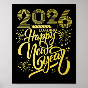 Póster Feliz Año Nuevo 2026 cargando Fiesta de Año Nuevo
