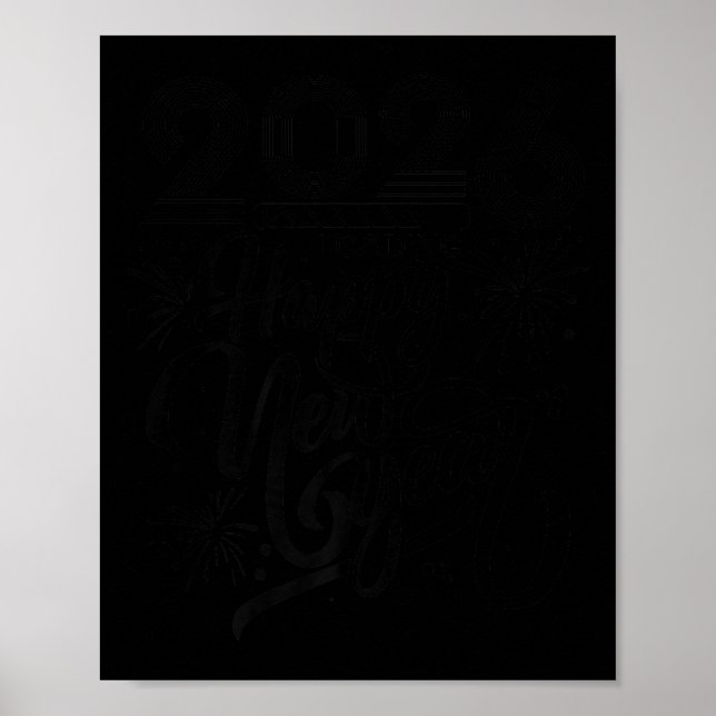Póster Feliz Año Nuevo 2026 Cargando Fuegos Artificiales  (Frente)