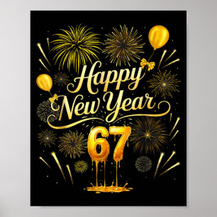 Póster Feliz Año Nuevo 2026 Divertido 67 Seis Siete Meme