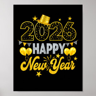 Póster Feliz Año Nuevo 2026, Fiesta de Nochevieja