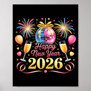 Póster Feliz Año Nuevo 2026 Fiesta de Nochevieja Cuenta R
