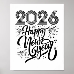 Póster Feliz Año Nuevo 2026 Fuegos artificiales _1