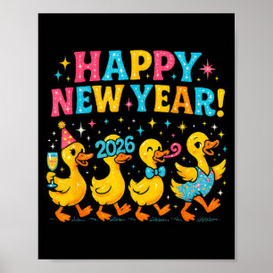 Póster Feliz Año Nuevo 2026 Regalo de Fiesta de Pato Lind