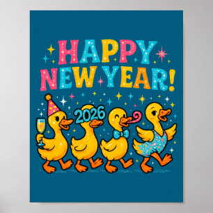 Póster Feliz Año Nuevo 2026 Regalo de Fiesta de Pato Lind