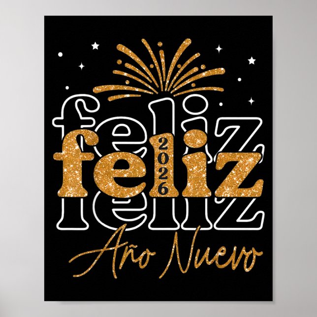Póster Feliz Año Nuevo 2026 Spanish New Years Eve Party  (Frente)