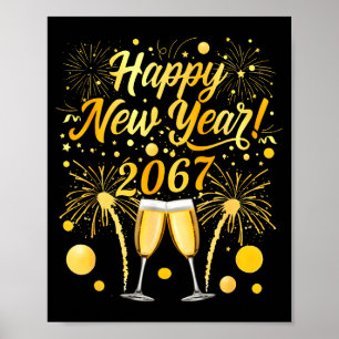 Póster Feliz Año Nuevo 2067 Divertido 67 Seis Siete Meme
