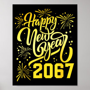Póster Feliz Año Nuevo 2067 Divertido 67 Seis Siete Meme