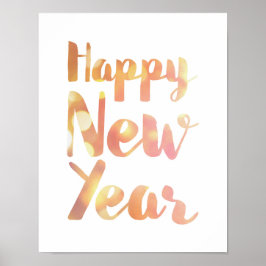 Póster Feliz Año Nuevo - Acuarela - Poster blanco