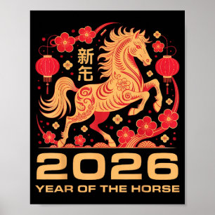 Póster Feliz Año Nuevo-año del Caballo Año Nuevo Chino