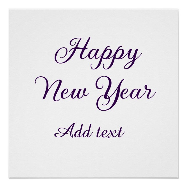 Póster Feliz año nuevo caligrafía morada simple minimalis (Anverso)