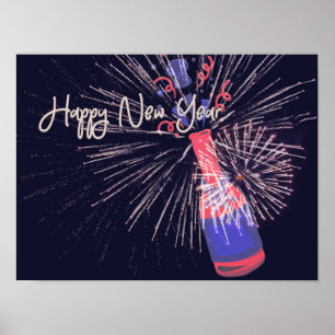Póster Feliz Año Nuevo Champán