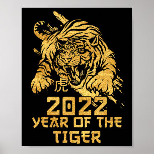 Póster Feliz Año Nuevo Chino 2022 Año del Tigre