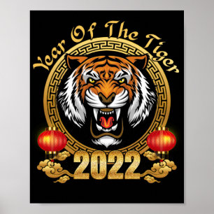 Póster Feliz Año Nuevo Chino 2022, año del tigre