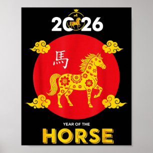 Póster Feliz Año Nuevo Chino 2026 Año del Caballo 