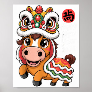 Póster Feliz Año Nuevo Chino 2026 Año Del Caballo Dragón