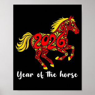 Póster Feliz Año Nuevo Chino 2026 Año Del Caballo Horo