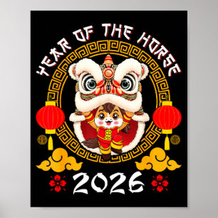 Póster Feliz Año Nuevo Chino 2026 Año del Caballo Tradici