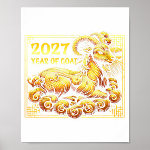 Póster Feliz Año Nuevo Chino 2027 - Año Nuevo Lunar Cabra
