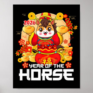 Póster Feliz año nuevo chino del caballo 2026 Año Nuevo L
