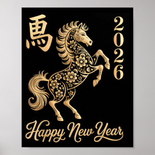 Póster Feliz Año Nuevo Chino del Caballo 2026 para Hombre