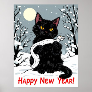 Póster Feliz Año Nuevo de la Serpiente