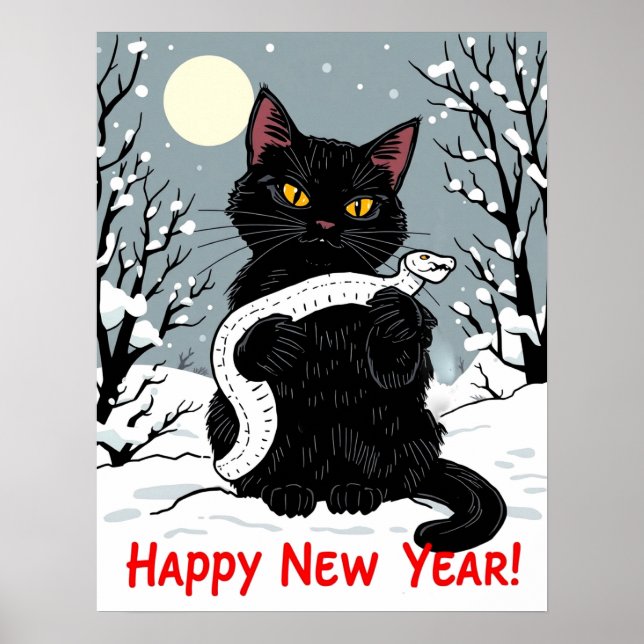 Póster Feliz Año Nuevo de la Serpiente (Frente)