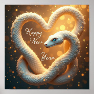 Póster Feliz Año Nuevo de la Serpiente de la Madera