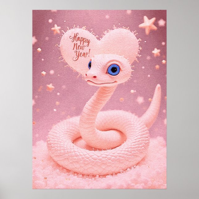 Póster Feliz Año Nuevo del Poster de la serpiente (Frente)