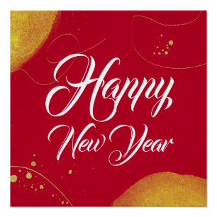 Póster Feliz año nuevo diseño minimalista abstracto moder