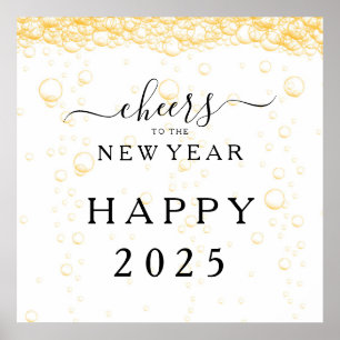 Póster Feliz año nuevo elegante 2025