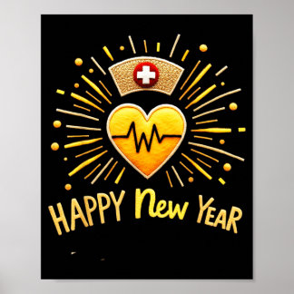 Póster Feliz Año Nuevo Enfermera