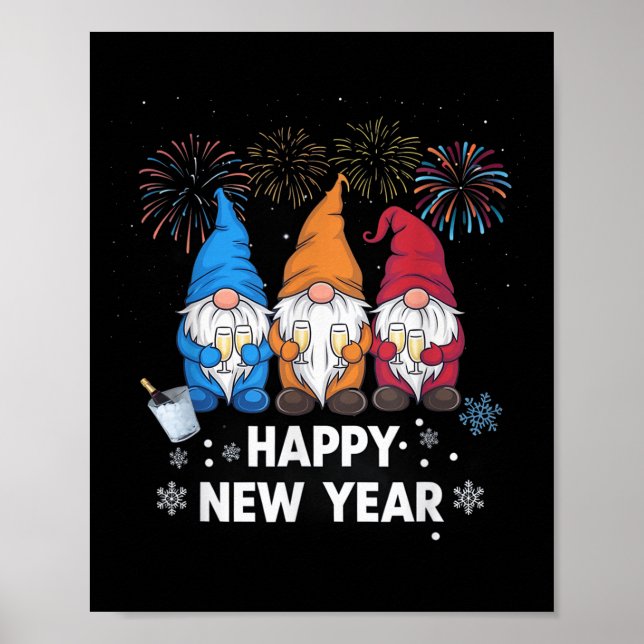 Póster Feliz Año Nuevo Eve Fiesta Gnomes Matar Familia O (Frente)
