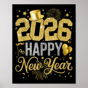 Póster Feliz Año Nuevo Fiesta 2026 Ballon Family Matching