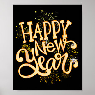 Póster Feliz Año Nuevo Fiesta de Nochevieja Mujeres Hombr