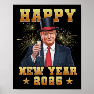 Póster Feliz Año Nuevo Gracioso Trump 2025 Uniadultos Tru