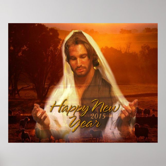 Póster Feliz Año Nuevo Jesús 2015 Poster (Frente)