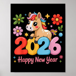 Póster Feliz Año Nuevo Lunar Chino 2026 Año del Fuego