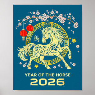 Póster Feliz Año Nuevo Lunar Chino Del Caballo 2026 Zod
