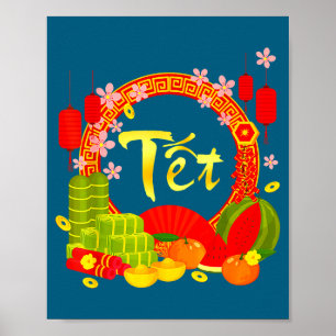 Póster Feliz Año Nuevo Lunar Vietnamita 2026 Chuc Mung Na