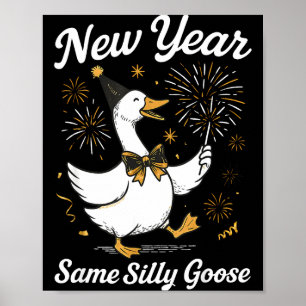 Póster Feliz Año Nuevo Mismo Ganso Tonto Feliz Año Nuevo